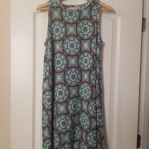 LOFT Blue Print Medallion Dress Size Small Swingy & Loose